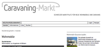 Website von www.Caravaning-Markt mit grossem Neufahrzeugmarkt